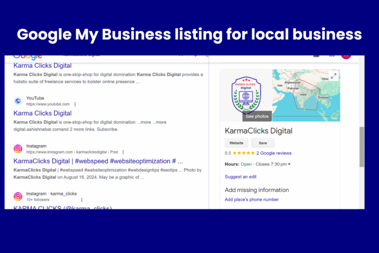Google My Business listing for a local business