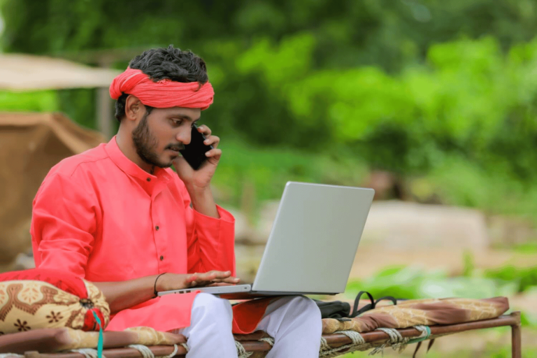 Farmer engaging with digital tools to take his local brand online